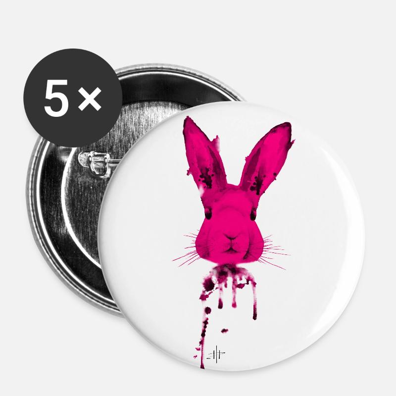 Rabbit Pink - Buttons large 2.2''/56 mm (5-pack) - white