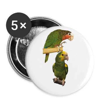 Amazon parrots - Buttons large 2.2''/56 mm (5-pack) - white - Front