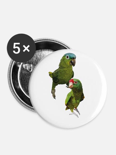 Papageien aus dem Amazonas - Buttons groß 56 mm (5er Pack) - Weiß
