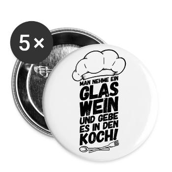 Koch kochen Kochkunst Köchin - Buttons groß 56 mm (5er Pack) - Weiß - Vorne