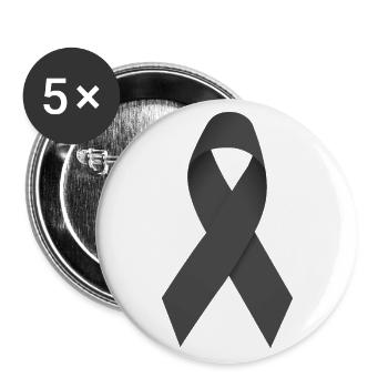 schwarze Schleife - Buttons groß 56 mm (5er Pack) - Weiß - Vorne