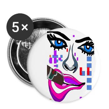 Eyes stand out with mouth nose face - Buttons large 2.2''/56 mm (5-pack) - white - Front
