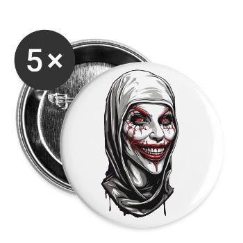 Creepy nun horror and disgust on Halloween - Buttons large 2.2''/56 mm (5-pack) - white - Front