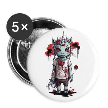 Zombie Unicorn Halloween Horror Design - Buttons large 2.2''/56 mm (5-pack) - white - Front