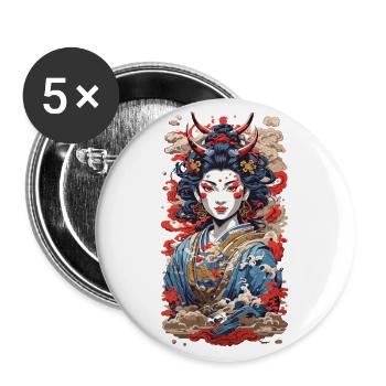 Geisha demon retro ukiyo-e japan style - Buttons large 2.2''/56 mm (5-pack) - white - Front