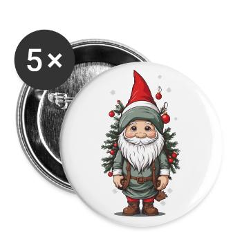 Winter Gnome and Christmas Tree Christmas Design - Buttons large 2.2''/56 mm (5-pack) - white - Front