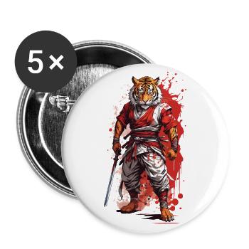 Tiger Samurai Warrior Ninja Aesthetic Oni Yokai - Buttons large 2.2''/56 mm (5-pack) - white - Front