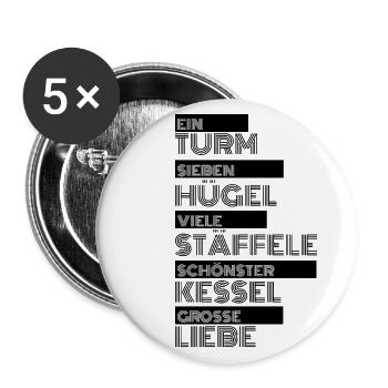 Ein-Turm - Buttons groß 56 mm (5er Pack) - Weiß - Vorne