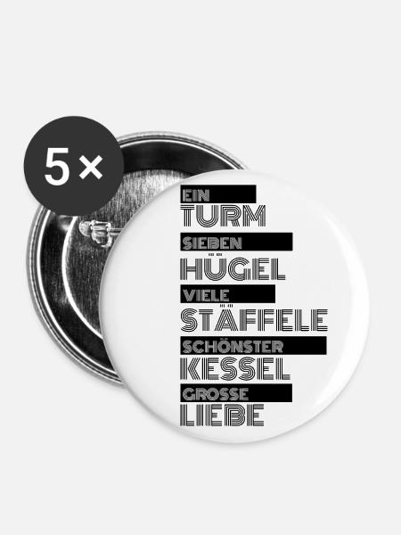 Ein-Turm - Buttons groß 56 mm (5er Pack) - Weiß