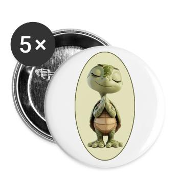 Meditation Yoga Schildkröte - Buttons groß 56 mm (5er Pack) - Weiß - Vorne