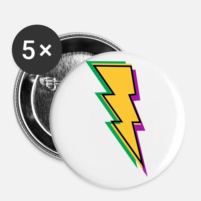 Flash Lightning - Buttons large 2.2''/56 mm (5-pack) - white