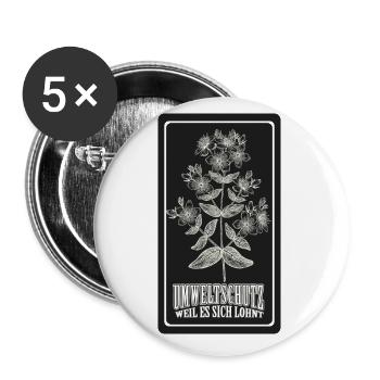 Shirt Umweltschutz nachhaltig Geschenk Natur - Buttons groß 56 mm (5er Pack) - Weiß - Vorne