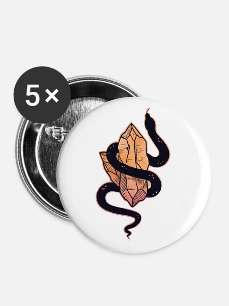 Schlange Kristalle - Buttons groß 56 mm (5er Pack) - Weiß