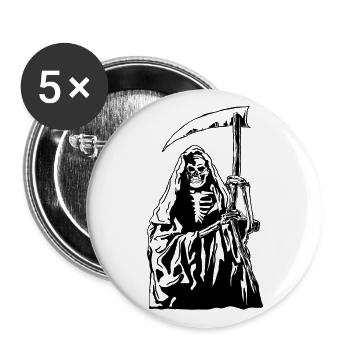 Horror Death Scythe Scary Skeleton Halloween Gift - Buttons large 2.2''/56 mm (5-pack) - white - Front