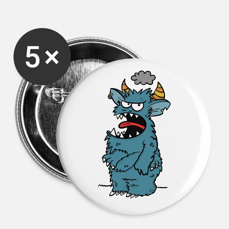 Angry monster - Buttons large 2.2''/56 mm (5-pack) - white
