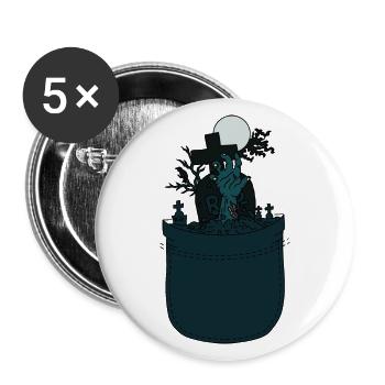 Zombiehand - Buttons groß 56 mm (5er Pack) - Weiß - Vorne