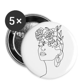 Ich träumte von Pfingstrose - Buttons groß 56 mm (5er Pack) - Weiß - Vorne