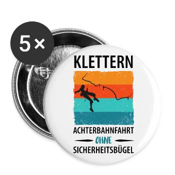 Vintage Bouldern Klettern Kletterer Damen Mädchen - Buttons groß 56 mm (5er Pack) - Weiß - Vorne