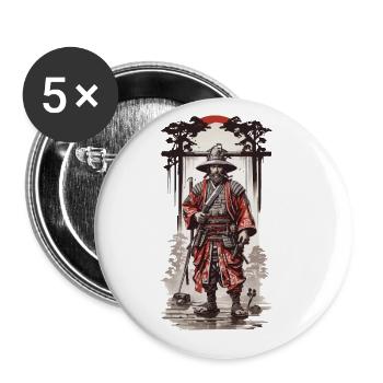Japanese Samurai Essence in Ukiyo-E Art Style - Buttons large 2.2''/56 mm (5-pack) - white - Front