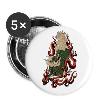 Kirin (麒麟 qilin, k'ilin, kiling) | Yōkai series - Buttons large 2.2''/56 mm (5-pack) - white - Front