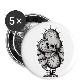 Skulls and Clocks Contemporary Art - Buttons large 2.2''/56 mm (5-pack) - white - Front