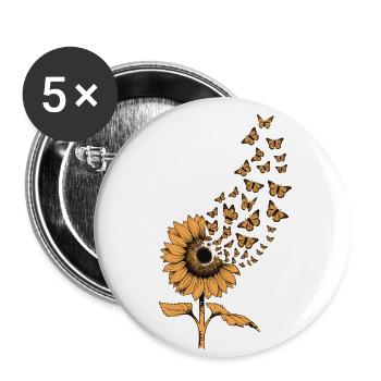 Flower turns into butterflies - Buttons large 2.2''/56 mm (5-pack) - white - Front