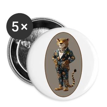 Leopard - Buttons groß 56 mm (5er Pack) - Weiß - Vorne