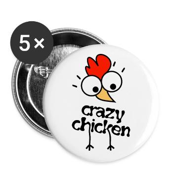 CRAZY CHICKEN - verrücktes Huhn - Buttons large 2.2''/56 mm (5-pack) - white - Front