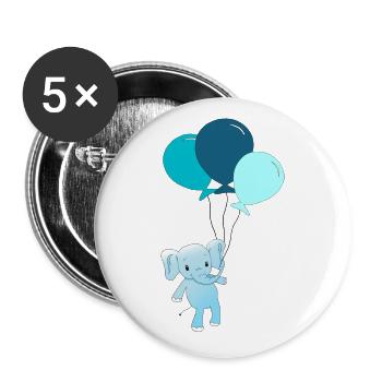 Customizable Elephant with balloons - Buttons large 2.2''/56 mm (5-pack) - white - Front