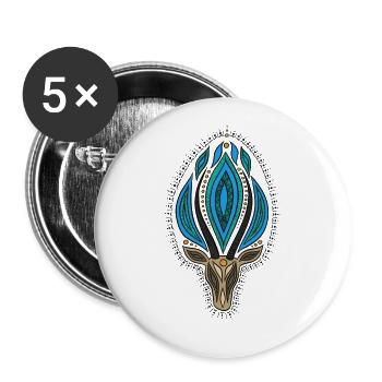 Mandala antelope color - Buttons large 2.2''/56 mm (5-pack) - white - Front