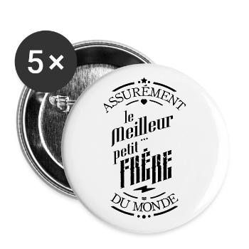 Assurement le meilleur petit frère - Lot de 5 grands badges (56 mm) - blanc - Devant