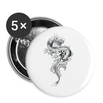 Drachen Fantasy Drachen Geist Reptilien Bestien - Buttons groß 56 mm (5er Pack) - Weiß - Vorne