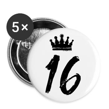 16 Zahl Krone - Buttons groß 56 mm (5er Pack) - Weiß - Vorne