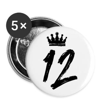 12 Zahl Krone - Buttons groß 56 mm (5er Pack) - Weiß - Vorne