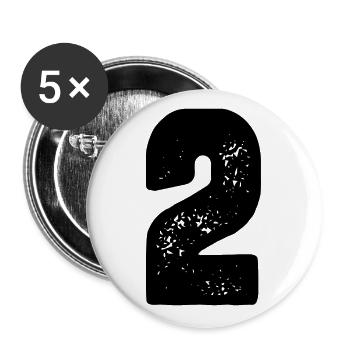 Maillot numéro 2 - Lot de 5 grands badges (56 mm) - blanc - Devant