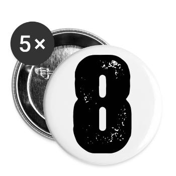 8 Zahl Trikot - Buttons groß 56 mm (5er Pack) - Weiß - Vorne