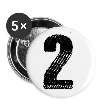 Maillot numéro 2 - Lot de 5 grands badges (56 mm) - blanc - Devant