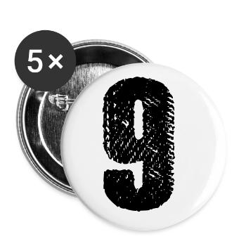 Maillot à 9 chiffres - Lot de 5 grands badges (56 mm) - blanc - Devant