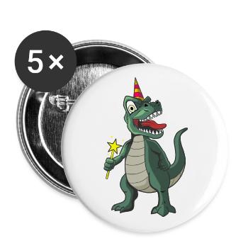 Dinosaurier Party T-Rex - Buttons groß 56 mm (5er Pack) - Weiß - Vorne