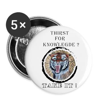 Hungry Tiger Educational Quotes - Buttons large 2.2''/56 mm (5-pack) - white - Front