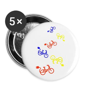 ebike fahrrad Radfahren - Buttons groß 56 mm (5er Pack) - Weiß - Vorne