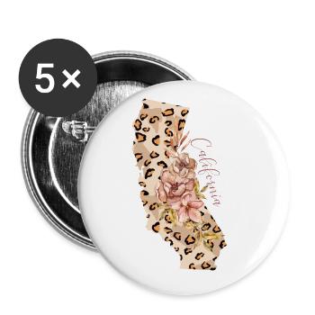 California Leopard State California - Buttons large 2.2''/56 mm (5-pack) - white - Front