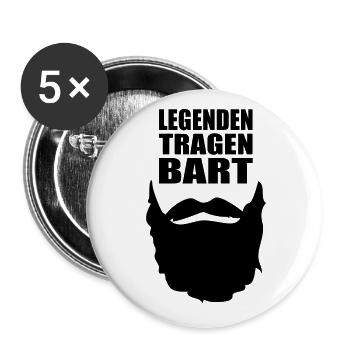 Bart Schnurrbart lustiger Spruch lustige Sprüche - Buttons groß 56 mm (5er Pack) - Weiß - Vorne