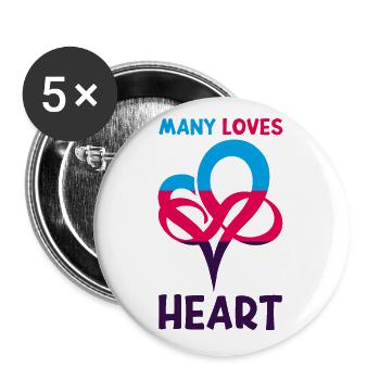 MANY LOVES HEART Polyamorie Infinity Heart - Buttons groß 56 mm (5er Pack) - Weiß - Vorne