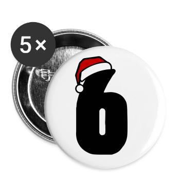 6 Zahl Weihnachten - Buttons groß 56 mm (5er Pack) - Weiß - Vorne