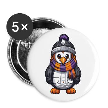 Penguin Comic Winter - Buttons large 2.2''/56 mm (5-pack) - white - Front