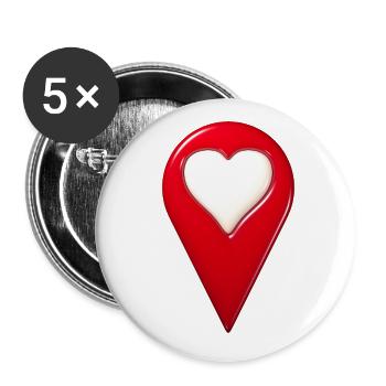 Hier ist das Herz zu Hause - Buttons groß 56 mm (5er Pack) - Weiß - Vorne