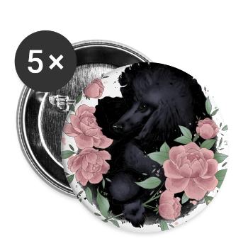 black poodle - Buttons large 2.2''/56 mm (5-pack) - white - Front