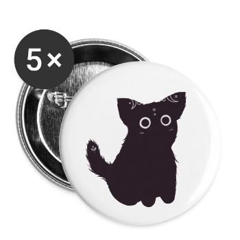 Cute Black Cat - Buttons large 2.2''/56 mm (5-pack) - white - Front
