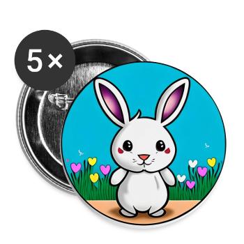 Kleiner Hase Osterhase - Buttons groß 56 mm (5er Pack) - Weiß - Vorne